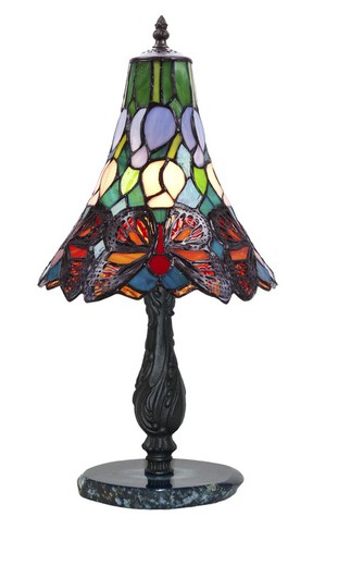Table lamp with blue agate base Butterfly Series d.25 by "Tiffan and light"