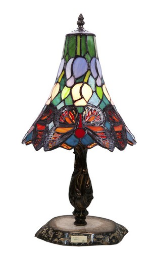 Lampada da tavolo con base in agata chiara Serie Butterfly d.25 di "Tiffan e luce"