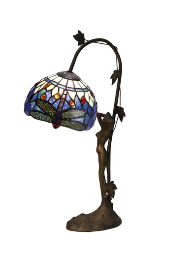 Tischlampe mit Frau Serie Belle Epoque Tiffan und Licht