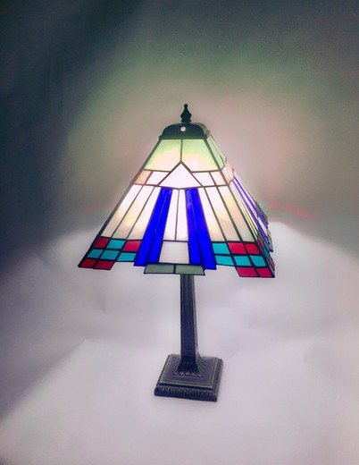 Tischlampe mit rechteckigen Opalen, Durchmesser 34 cm, National-Serie