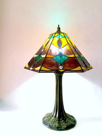 Lámpara de sobremesa cónica marrón diámetro 34cm Serie Nacional