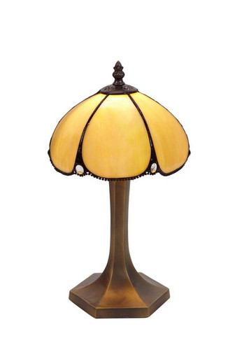 Lampe à Poser Hexagonale Série Tiffany Virginia Diamètre 20cm Tiffan and Light