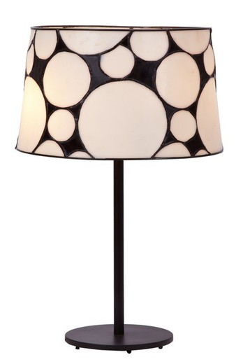 Lampe de table moderne Série Tiffany Noir & Blanc diamètre 40cm Tiffan et Lumière