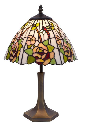 Lâmpada de mesa portátil Tiffany diâmetro 30cm Tiffan e luz
