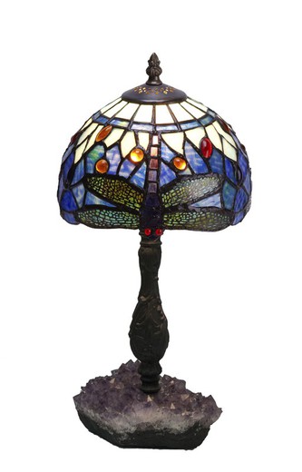 Lámpara De Sobremesa Serie Belle Eoque con base amatista Diámetro 20cm Tiffan y Luz