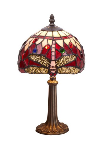 Lampada da Tavolo Serie Belle Rouge base ad albero Diametro 20cm Tiffany e Luce