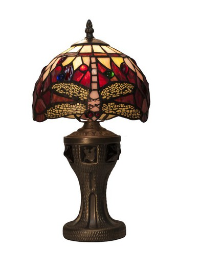 Lampe à Poser Série Belle Rouge socle avec verre Diamètre 20cm Tiffan et Lumière