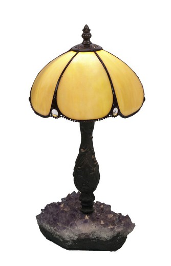 Lámpara De Sobremesa Serie Virginia con base amatista Diámetro 20cm Tiffan y Luz