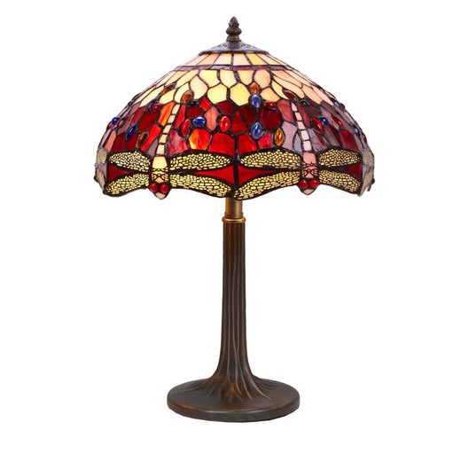 Lampe à Poser Tiffany Base Arbre Série Belle Rouge Diamètre 40cm Tiffan y luz