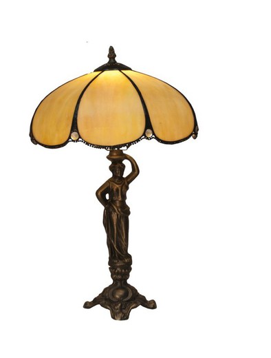 Lampe de table Tiffany avec figurine Série Virginia Diamètre 30cm Tiffan et Lumière