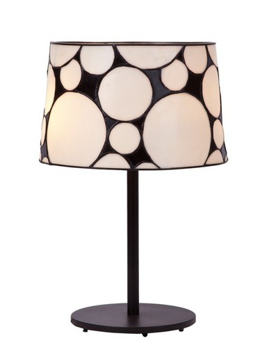 Lampada da tavolo moderna Tiffany diametro 30cm Serie Black & Tiffany bianca e leggera