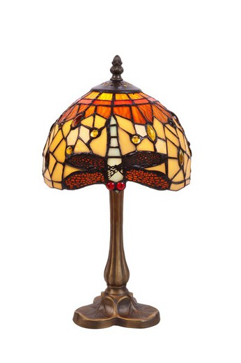 Lámpara De Sobremesa Tiffany Serie Belle Amber Diámetro 20cm Tiffan y Luz