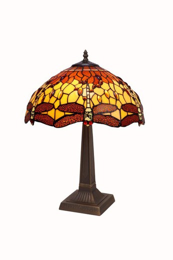 Tiffany Table Lamp Series Belle Amber Diameter 41cm Tiffan and Light