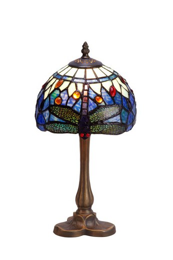 Lampada da Tavolo Tiffany Serie Belle Epoque base a forma di trifoglio Diametro 20cm Tiffany e Luce