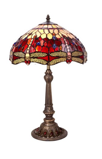 Lampe à Poser Tiffany Série Belle Rouge Diamètre 40cm Tiffan y luz