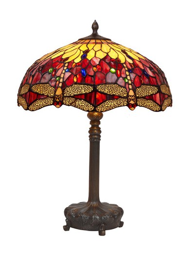 Tiffany Table Lamp Belle Rouge Series Diameter 54cm Tiffan and Light certified original opaline glass from American high quality modernist
