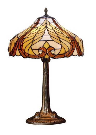 Lámpara De Sobremesa Tiffany Serie Dalí Diámetro 46cm Tiffan y Luz