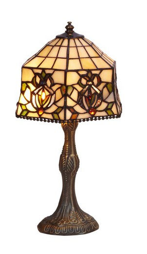 Lampada da Tavolo Tiffany Serie Hexa Diametro 20cm Tiffany e Luce