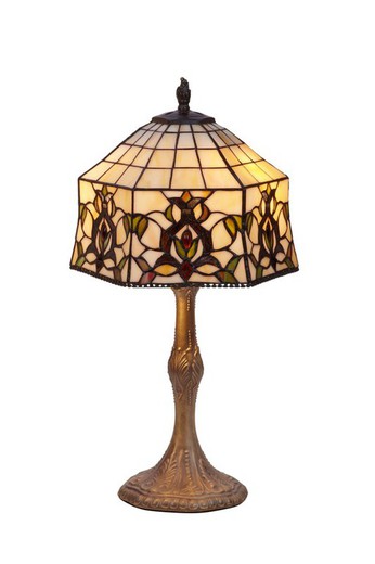 Lampada da Tavolo Tiffany Serie Hexa Diametro 30cm Tiffany e Luce