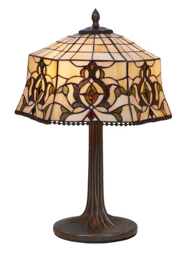 Lampada da Tavolo Tiffany Serie Hexa Diametro 41cm Tiffany y luz