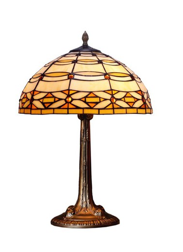 Lámpara De Sobremesa Tiffany Serie Marfil Diámetro 40cm Tiffan y Luz