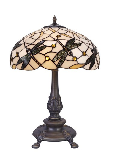 Lámpara De Sobremesa Tiffany Serie Pedrera Diámetro 45cm Tiffan y Luz