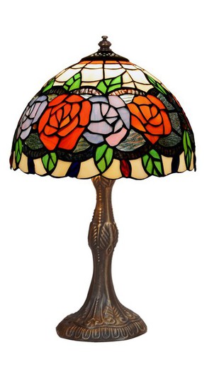 Lámpara De Sobremesa Tiffany Serie Rosy Diámetro 20cm Tiffan y Luz