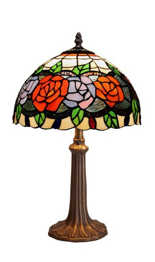 Lámpara De Sobremesa Tiffany Serie Rosy Diámetro 30cm Tiffan y Luz