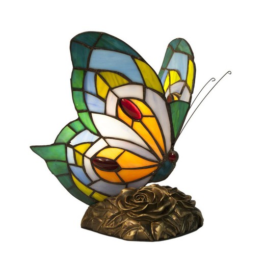 Tiffany Blue Tiffan Butterfly Lamp and Light Height 26cm