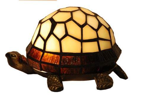 Tiffany Tortoise Lampe Beig Tiffan und Seitenlicht 21x12cm