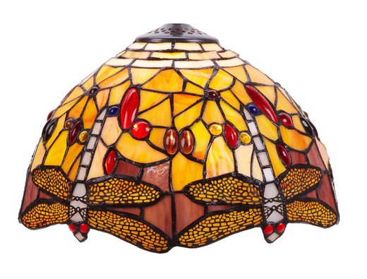 Pantalla Tiffany de libélulas amarilla Serie Compact diámetro 30cm. de Tiffan y luz
