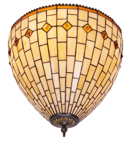An der Decke befestigte Deckeneinbauleuchte mit Tiffany-Lampenschirm