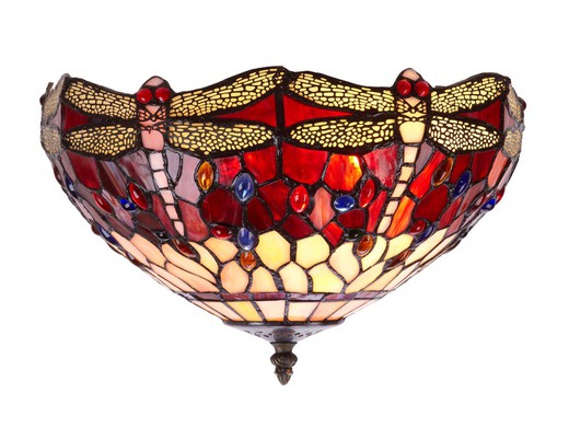 Luminária de teto Tiffany série Belle Rouge diâmetro 40cm
