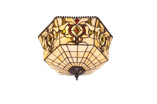 Lâmpada de teto Tiffany Série Hexa diâmetro 30cm Tiffan e Light