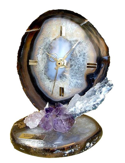 Gray agate clock on small agate base