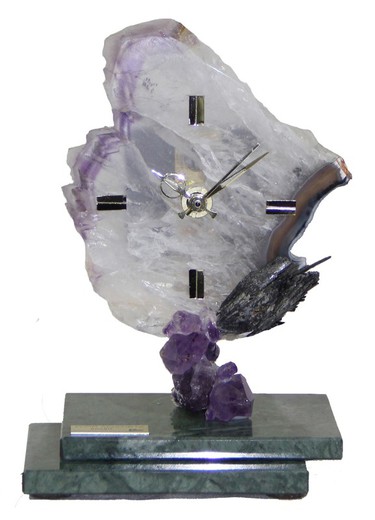 Orologio ametista su base in marmo