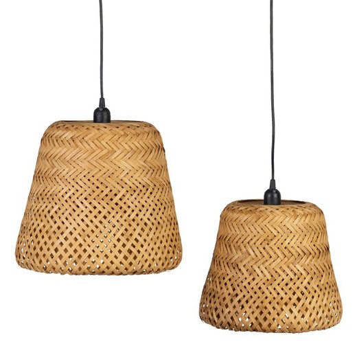 ensemble de 2 lampes en rotin de différentes tailles