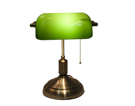 Ivintage green banker table lamp