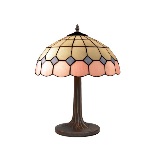 Lampada da tavolo base a forma di albero con paralume Tiffany, diametro 40cm