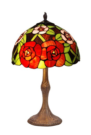 Lampada da tavolo base Foma con paralume Tiffany diametro 30cm