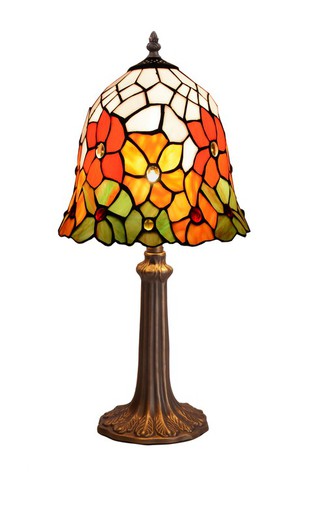 Lampada da tavolo base in foma con paralume Serie Tiffany Bell diametro 20cm