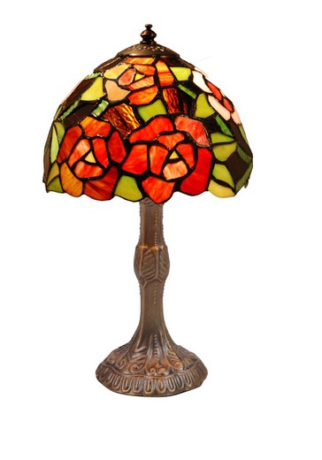 Lampada da tavolo base Foma con paralume Tiffany diametro 20cm
