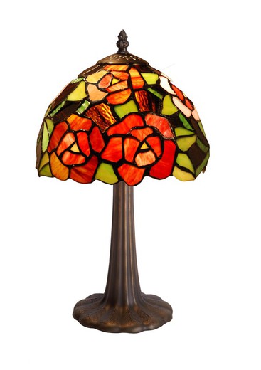 Lampada da tavolo base Foma con paralume Tiffany diametro 20cm