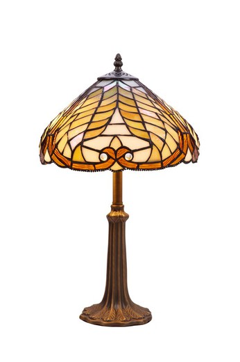Foma Base Tischlampe mit Tiffany Lampenschirm Durchmesser 20cm