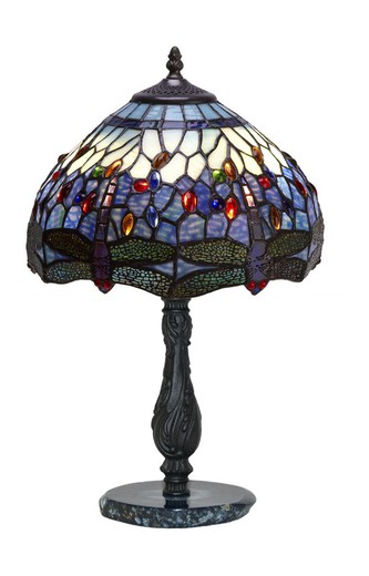 Lampe à poser avec agate Tiffany Série Belle Epoque diamètre 30cm
