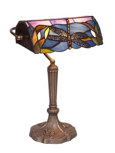Bürotischlampe Banker Lampenschirm Tiffany Fly Serie von Libellen