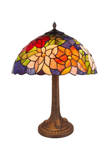 Lampada da tavolo base più grande con forme Tiffany diametro 40cm Serie Güell