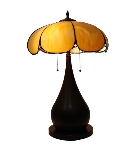 Lampada da tavolo più grande con paralume Tiffany Serie Virginia diametro 45cm