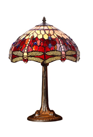 Grande lampada da tavolo Tiffany diametro 40cm serie Belle Rouge