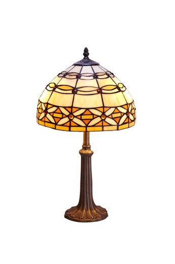 Lampe de table moyenne base de forme Tiffany diamètre 30cm Série Ivoire